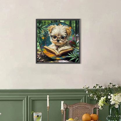 AB Diamond Painting - Full Round - Reading puppy (40*40CM)