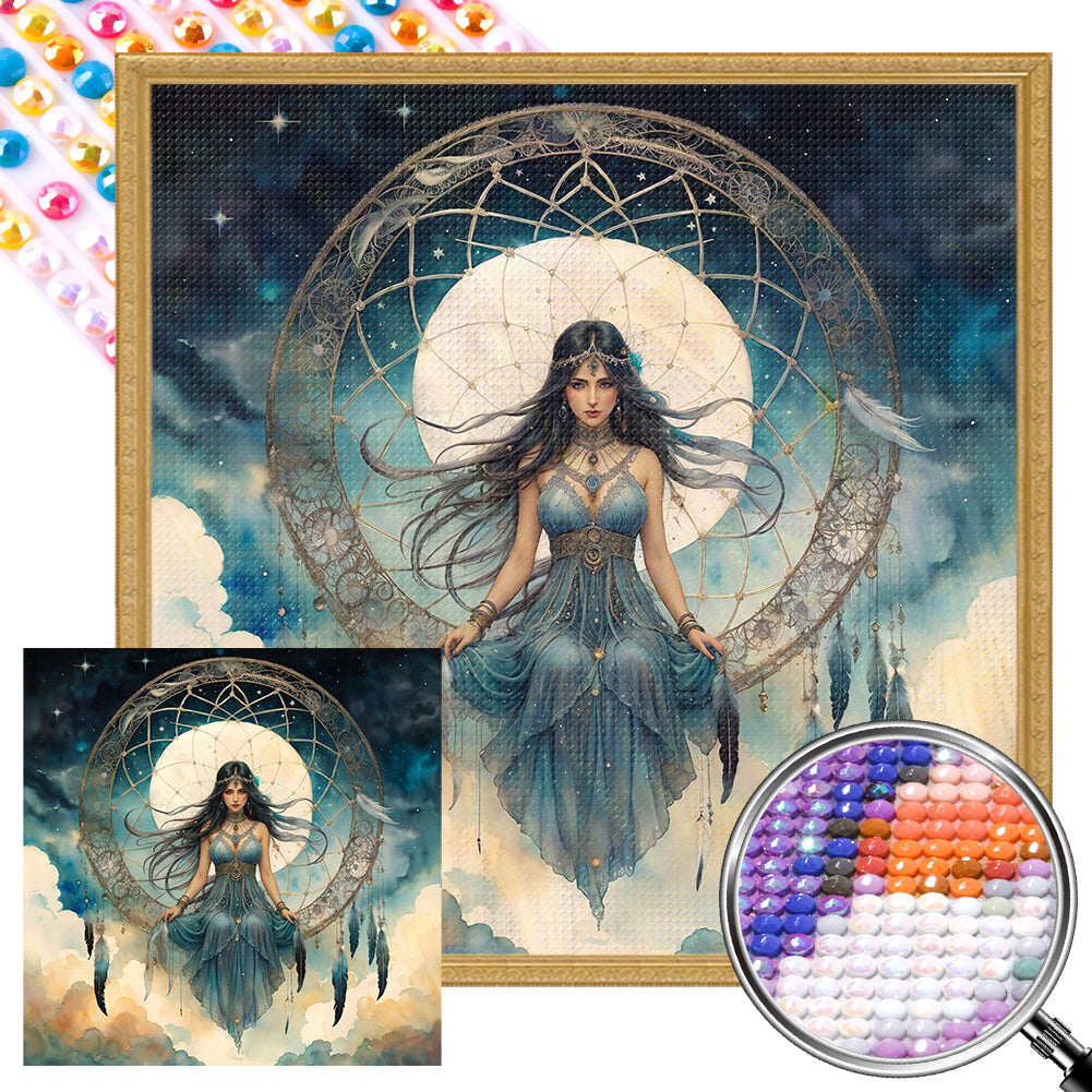 AB Diamond Painting - Full Round - Moon dreamcatcher goddess (40*40CM)