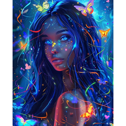 AB Diamond Painting - Full Round - Mysterious butterfly girl (40*50CM)
