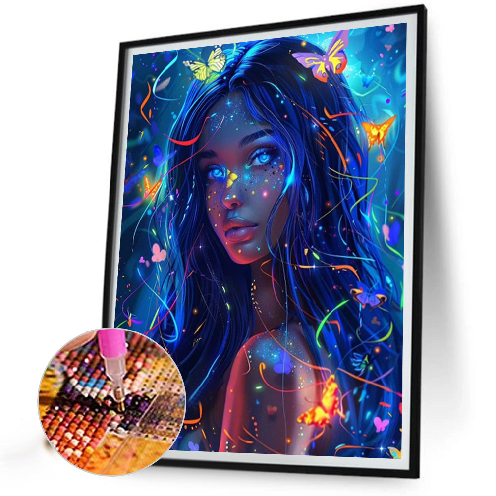AB Diamond Painting - Full Round - Mysterious butterfly girl (40*50CM)