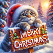 Load image into Gallery viewer, Diamond Painting - Full Round - Merry Christmas Cat (40*40CM)
