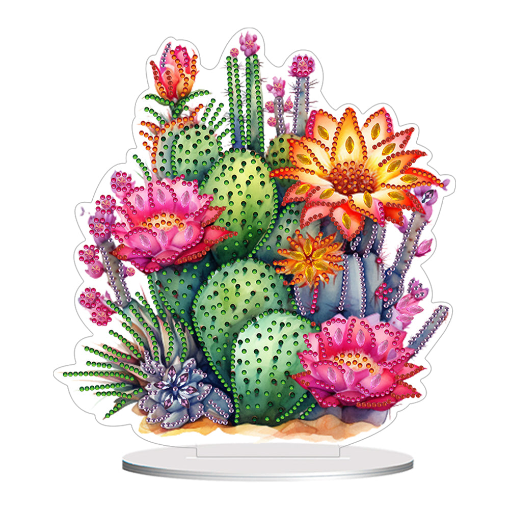 Acrylic Special Shape Cactus Flower 5D DIY Diamond Painting Desktop Ornaments