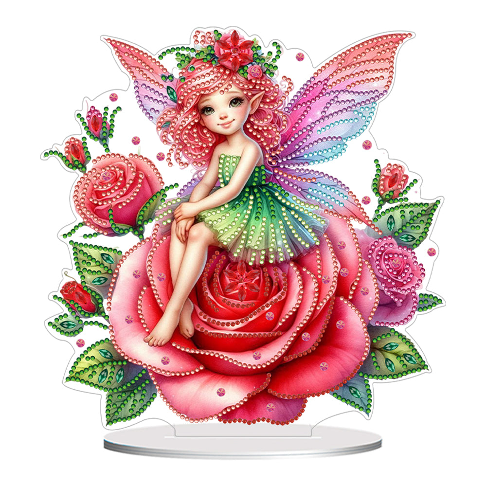 Acrylic Special Shape Rose Fairy 5D DIY Diamond Painting Desktop Ornaments