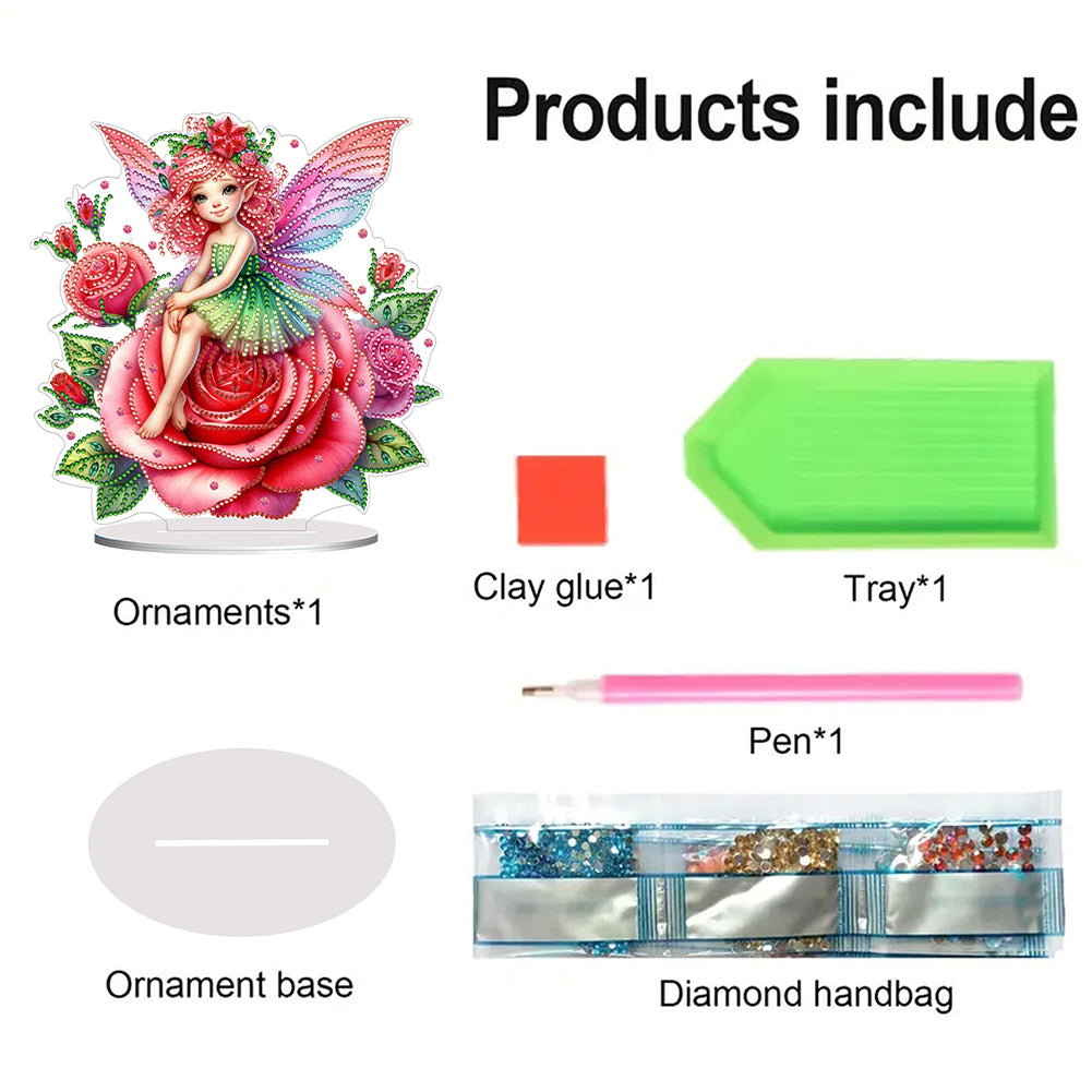 Acrylic Special Shape Rose Fairy 5D DIY Diamond Painting Desktop Ornaments