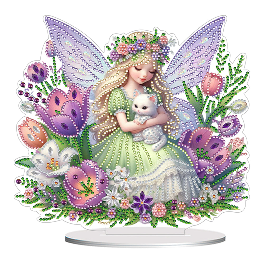 Acrylic Special Shape Tulip Fairy 5D DIY Diamond Painting Desktop Ornaments
