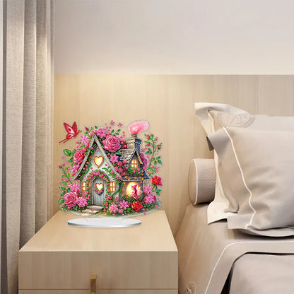 Acrylic Special Shape Rose Cottage 5D DIY Diamond Painting Desktop Ornaments