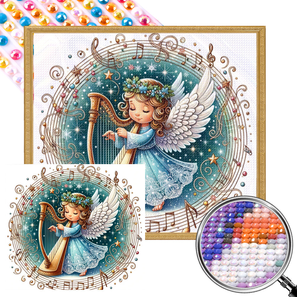 AB Diamond Painting - Full Round - Harp music angel (50*45CM)