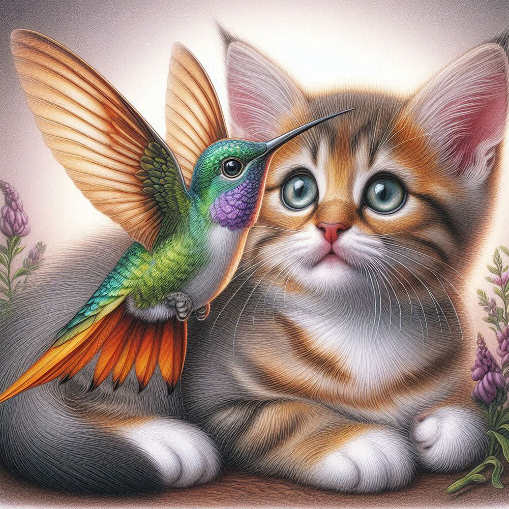 Diamond Painting - Full Round - Hummingbird Cat (40*40CM)
