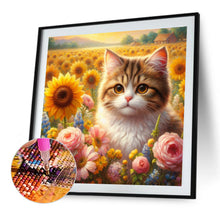 Load image into Gallery viewer, Diamond Painting - Full Round - Sunflower Field Cat (40*40CM)
