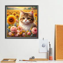 Load image into Gallery viewer, Diamond Painting - Full Round - Sunflower Field Cat (40*40CM)
