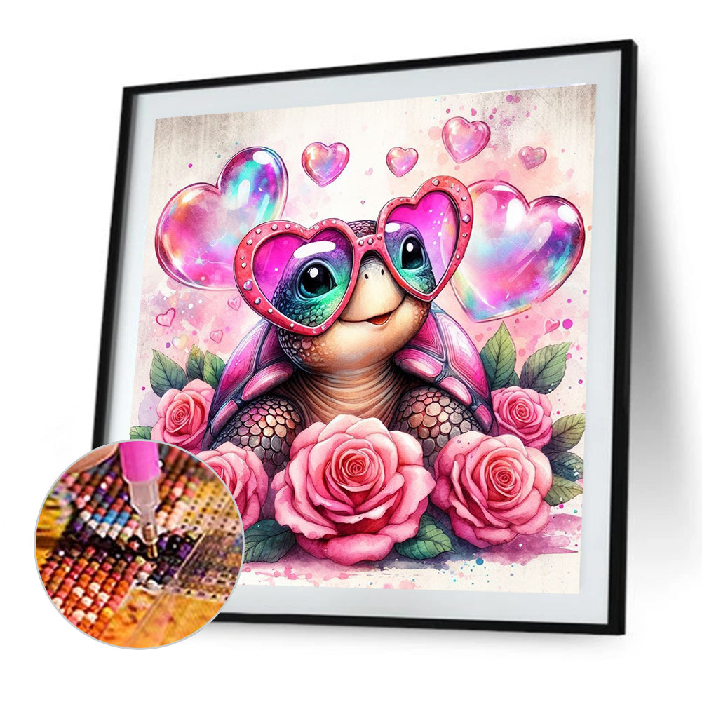 Diamond Painting - Full Round - Rose Love Heart Turtle (40*40CM)