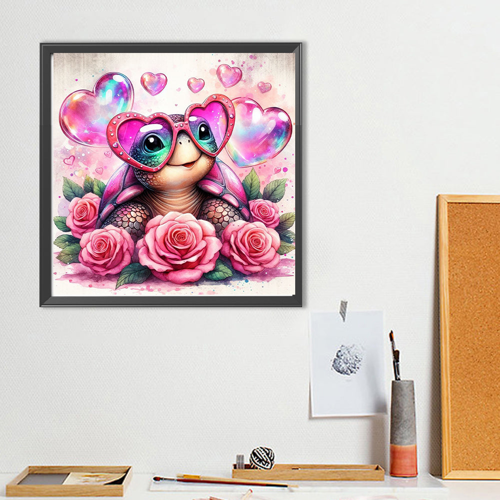 Diamond Painting - Full Round - Rose Love Heart Turtle (40*40CM)