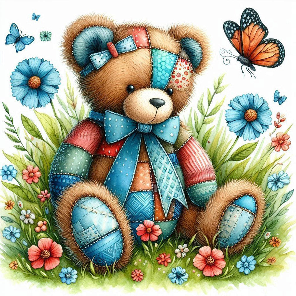 Diamond Painting - Full Round - Butterfly Teddy Bear (40*40CM)
