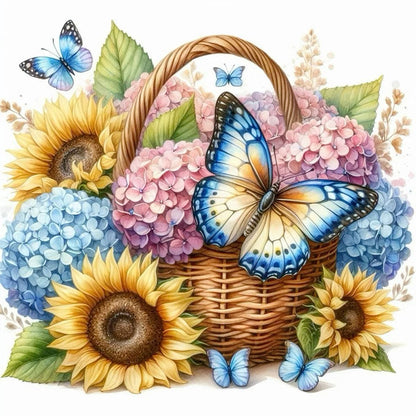 Diamond Painting - Full Round - Sunflower Hydrangea Butterfly (40*40CM)