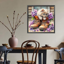 Load image into Gallery viewer, Diamond Painting - Full Round - Purple Cat In Boots (40*40CM)
