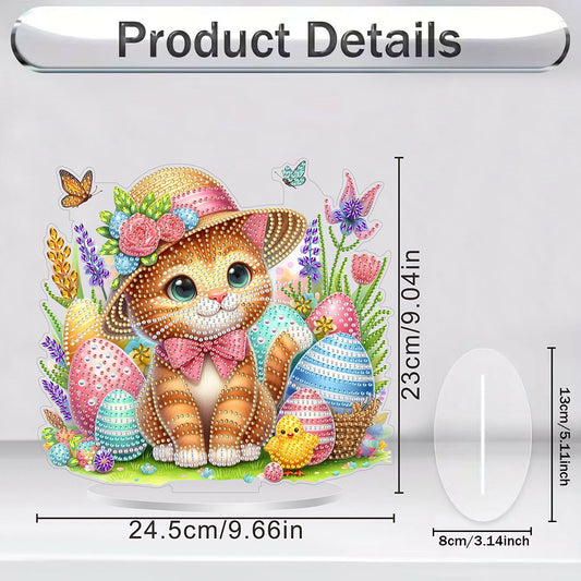 Acrylic Special Shape Easter Cat Diamond Painting Desktop Ornaments for Beginner