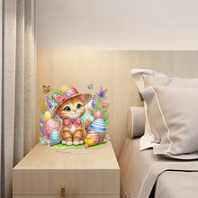 Load image into Gallery viewer, Acrylic Special Shape Easter Cat Diamond Painting Desktop Ornaments for Beginner
