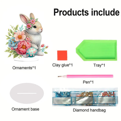 Acrylic Special Shape Easter Rabbit Diamond Painting Desktop Ornaments