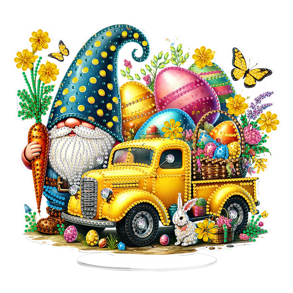 Acrylic Special Shape Easter Truck Diamond Painting Desktop Ornaments Kit