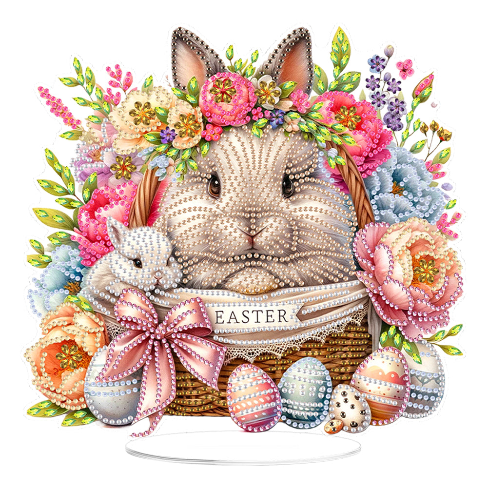 Acrylic Special Shape Easter Rabbit Diamond Painting Desktop Ornaments