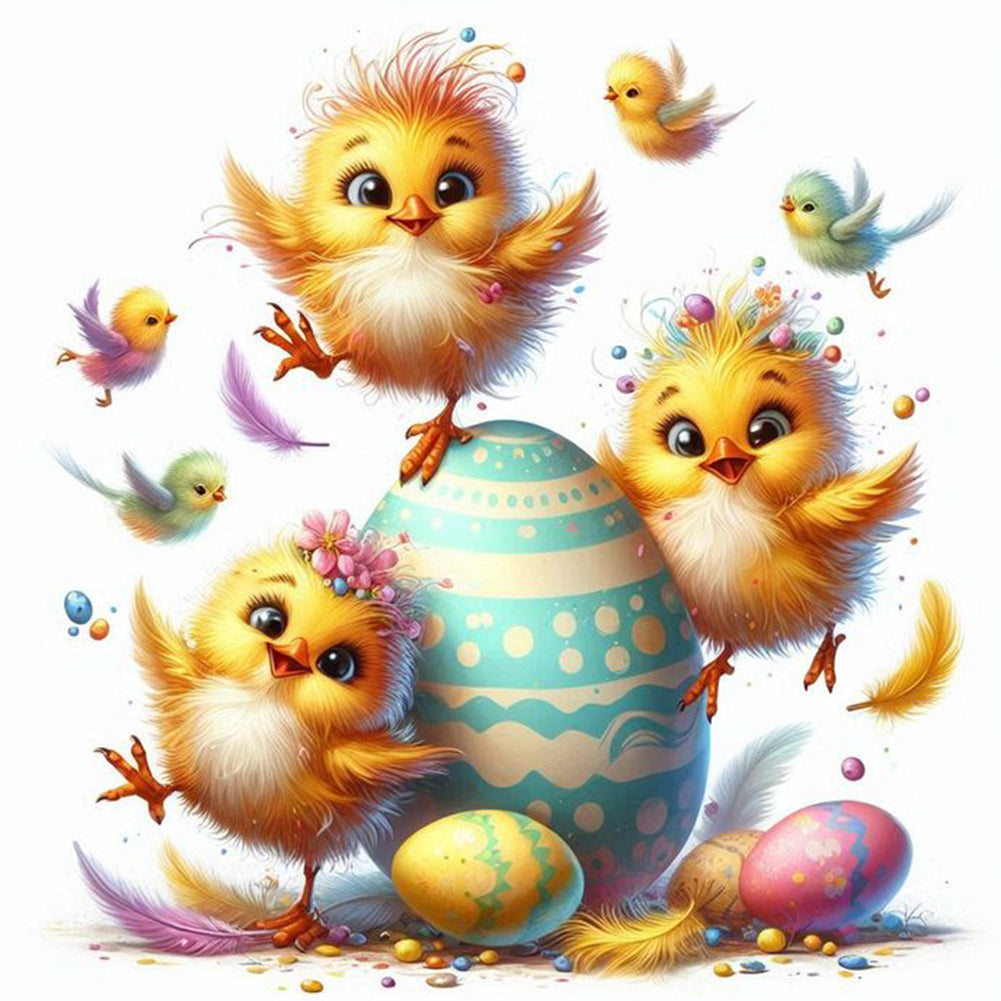 Diamond Painting - Full Round - Easter chicks (30*30CM)
