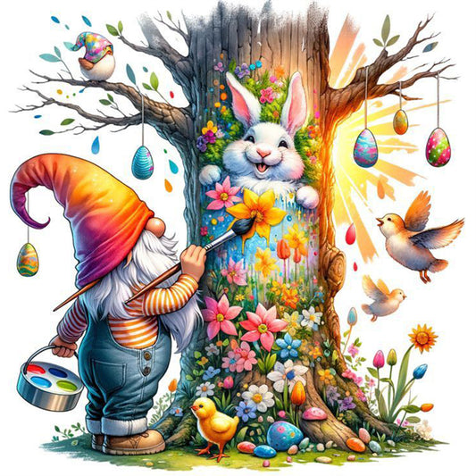 Diamond Painting - Full Round - Easter gnome painting (30*30CM)