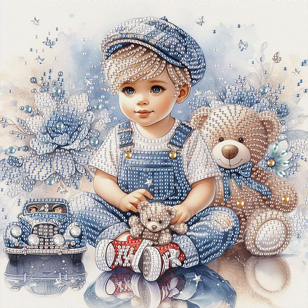 Diamond Painting - Partial Special Shaped - Cute Kids (30*30CM)