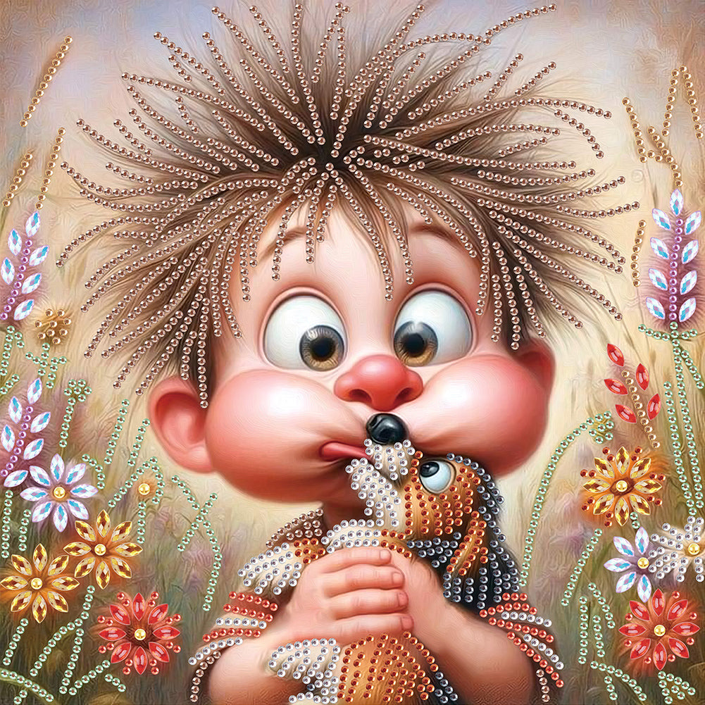 Diamond Painting - Partial Special Shaped - Cute Kids (30*30CM)