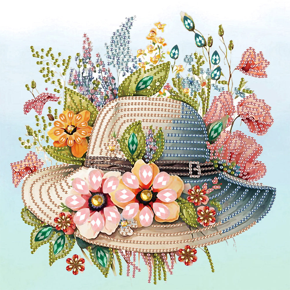 Diamond Painting - Partial Special Shaped - Flower Hat (30*30CM)