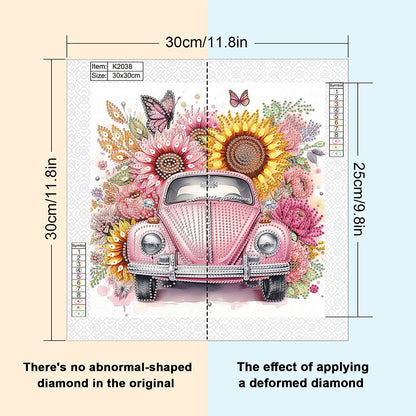 Diamond Painting - Partial Special Shaped - Sunflower Classic Car (30*30CM)