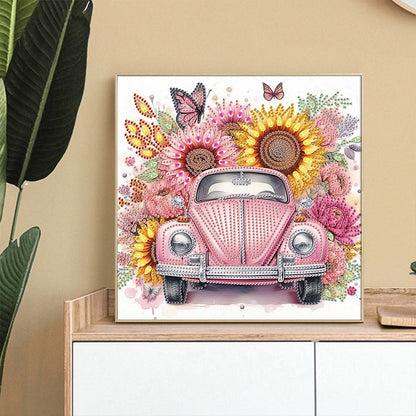 Diamond Painting - Partial Special Shaped - Sunflower Classic Car (30*30CM)