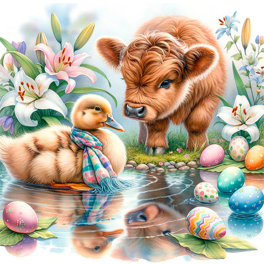 Diamond Painting - Full Round - Easter Yak Yellow Duck Eggs (30*30CM)