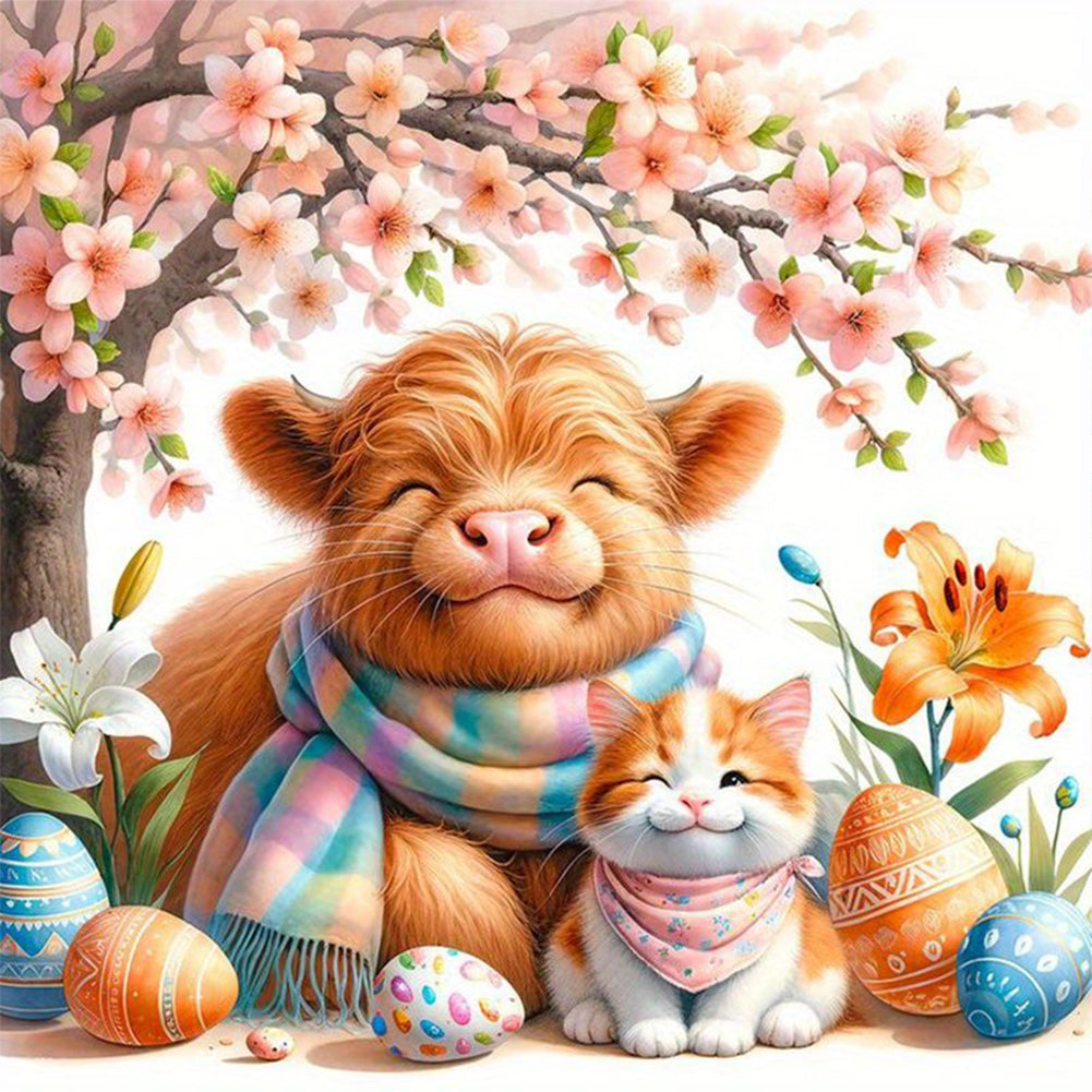Diamond Painting - Full Round - Easter Peach Yak Cat (30*30CM)