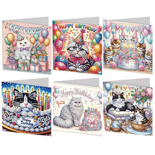 Load image into Gallery viewer, 6Pcs Flower Birthday Rhinestone Painting Card Kit Diamond Painting Greeting Card
