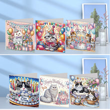 Load image into Gallery viewer, 6Pcs Flower Birthday Rhinestone Painting Card Kit Diamond Painting Greeting Card
