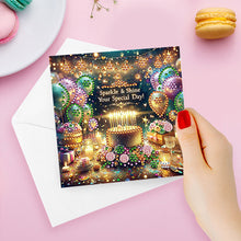 Load image into Gallery viewer, 6Pcs Flower Birthday Rhinestone Painting Card Kit Diamond Painting Greeting Card
