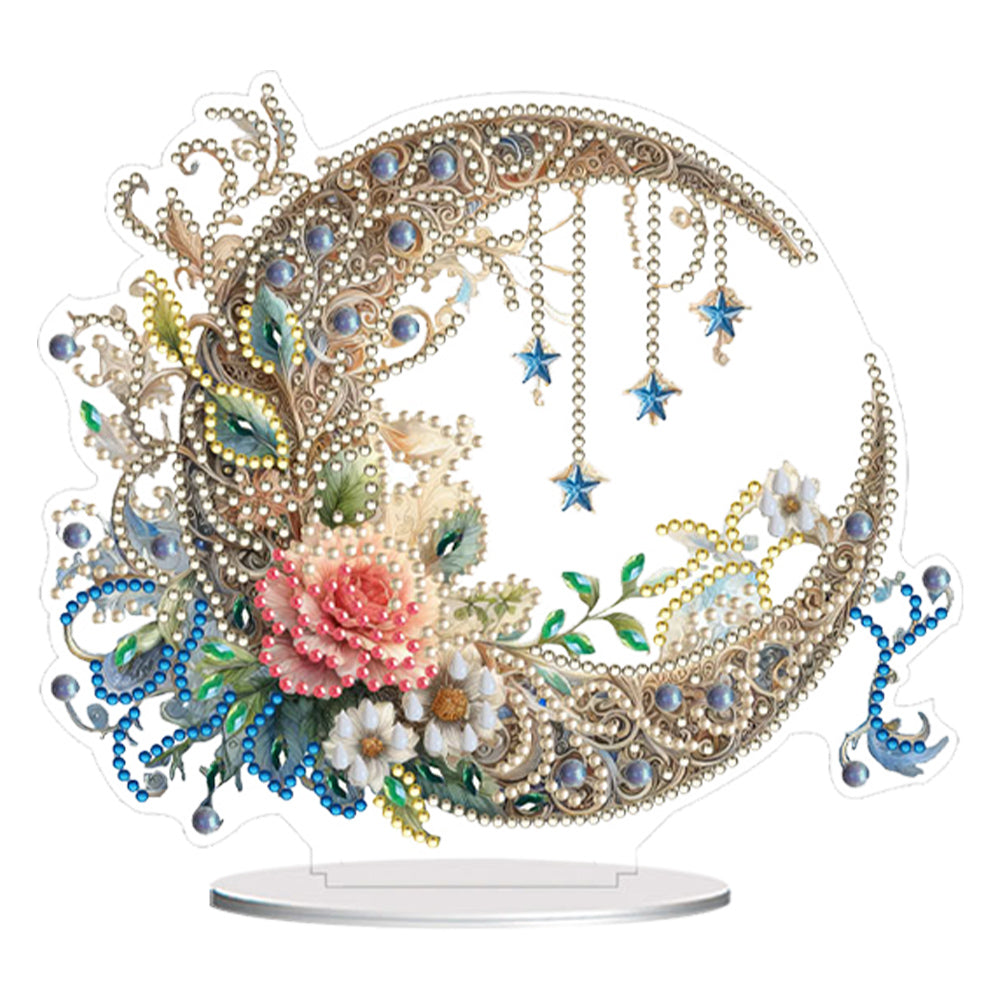 PET Crescent Candle Desktop Diamond DIY Kits Table Top Diamond Painting Ornament