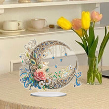 Load image into Gallery viewer, PET Crescent Candle Desktop Diamond DIY Kits Table Top Diamond Painting Ornament
