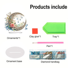 Load image into Gallery viewer, PET Crescent Candle Desktop Diamond DIY Kits Table Top Diamond Painting Ornament
