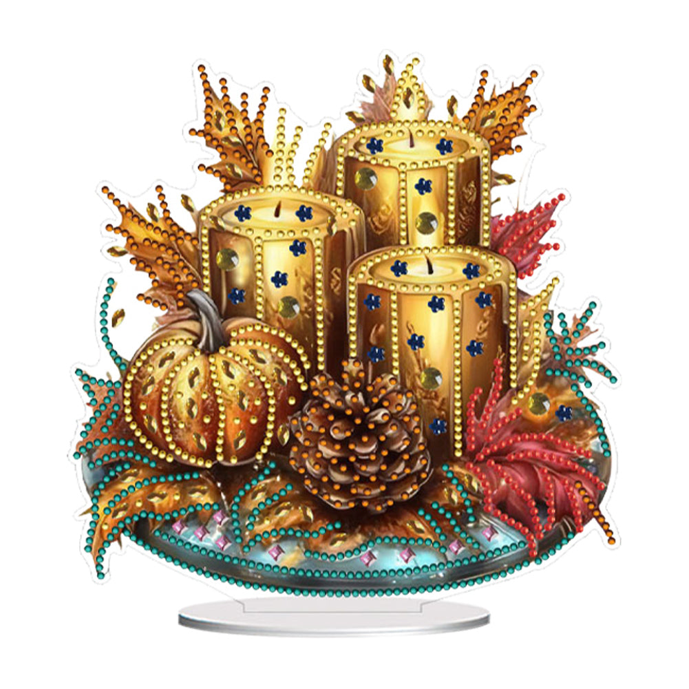 PET Crescent Candle Desktop Diamond DIY Kits Table Top Diamond Painting Ornament