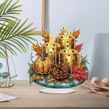Load image into Gallery viewer, PET Crescent Candle Desktop Diamond DIY Kits Table Top Diamond Painting Ornament
