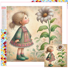 Load image into Gallery viewer, Diamond Painting - Full Square - Little girl with flowers (30*30CM)
