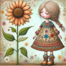 Load image into Gallery viewer, Diamond Painting - Full Square - Little girl with flowers (30*30CM)
