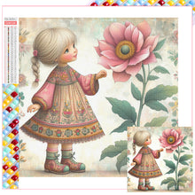 Load image into Gallery viewer, Diamond Painting - Full Square - Little girl with flowers (30*30CM)
