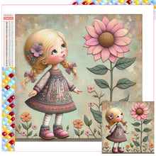 Load image into Gallery viewer, Diamond Painting - Full Square - Little girl with flowers (30*30CM)
