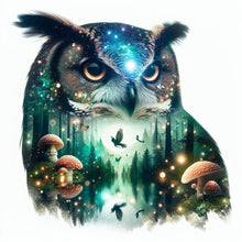 Load image into Gallery viewer, Diamond Painting - Full Square - Owl silhouette in the forest (40*40CM)
