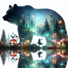 Load image into Gallery viewer, Diamond Painting - Full Square - Bear silhouette in the forest (40*40CM)
