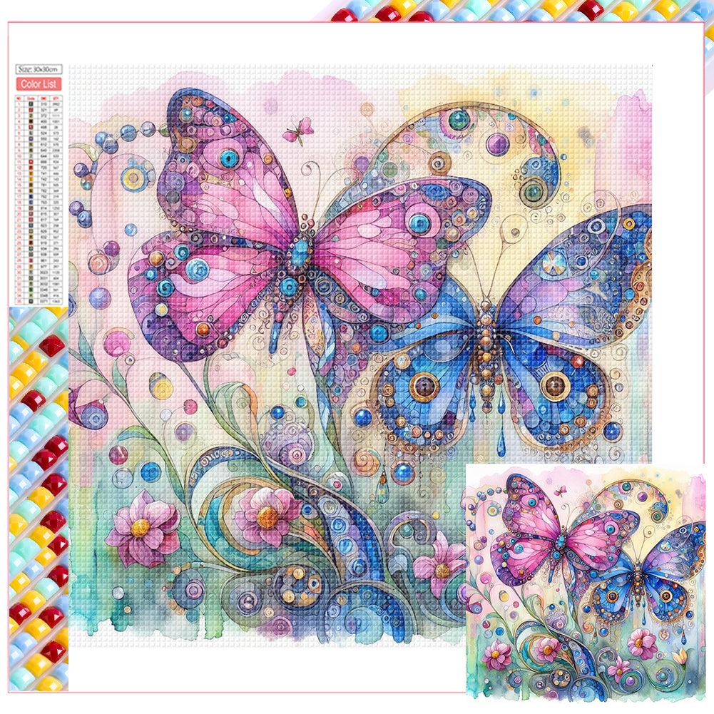 Diamond Painting - Full Square - Pink butterfly (30*30CM)