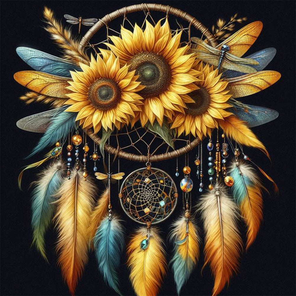Diamond Painting - Full Round - Sunflower dream catcher (30*30CM)