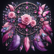 Load image into Gallery viewer, Diamond Painting - Full Round - Pink rose dream catcher (30*30CM)

